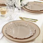 20 - Pack 10" Plastic Dinner Plates â€“ Taupe Reef Design Party Plates â€“ Elegant Disposable Tableware - Bell Racket Store