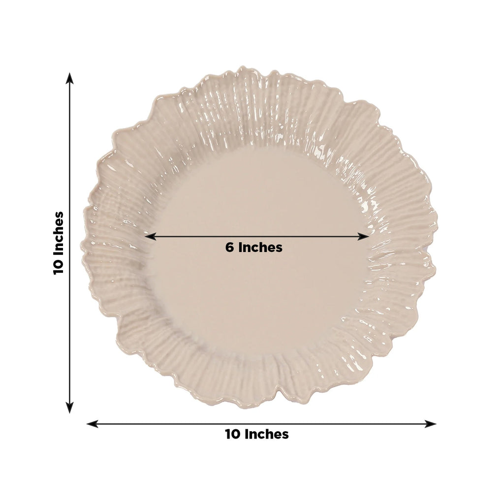 20 - Pack 10" Plastic Dinner Plates â€“ Taupe Reef Design Party Plates â€“ Elegant Disposable Tableware - Bell Racket Store