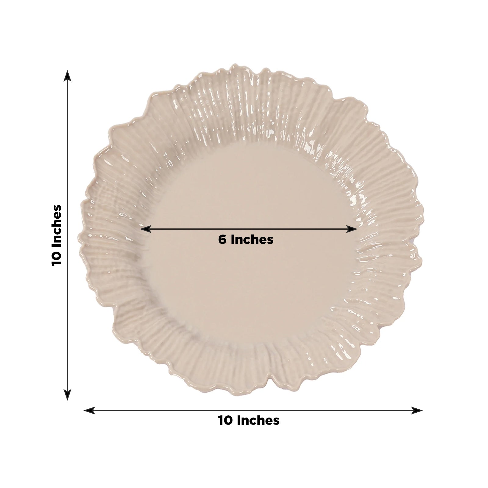 20 - Pack 10" Plastic Dinner Plates â€“ Taupe Reef Design Party Plates â€“ Elegant Disposable Tableware - Bell Racket Store