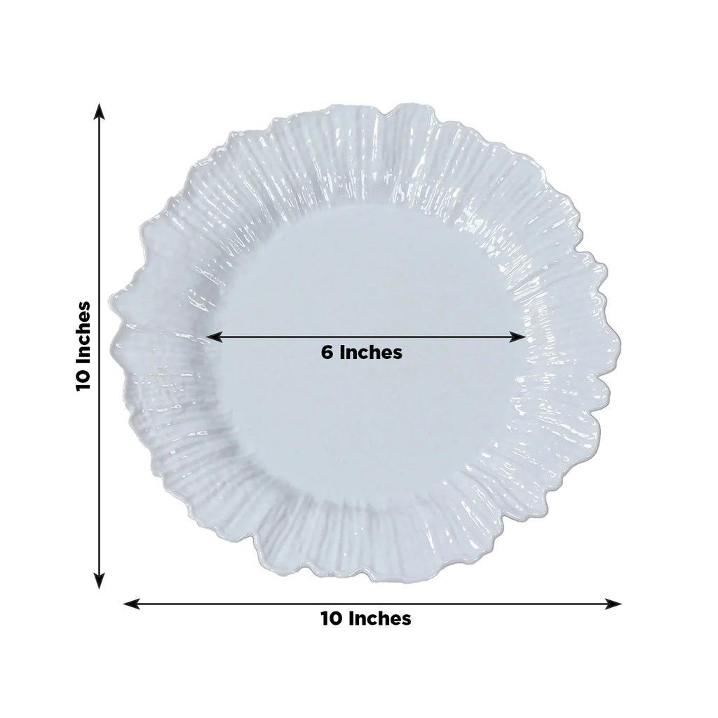 20 - Pack 10" Plastic Dinner Plates â€“ White Reef Design Party Plates â€“ Elegant Disposable Tableware - Bell Racket Store