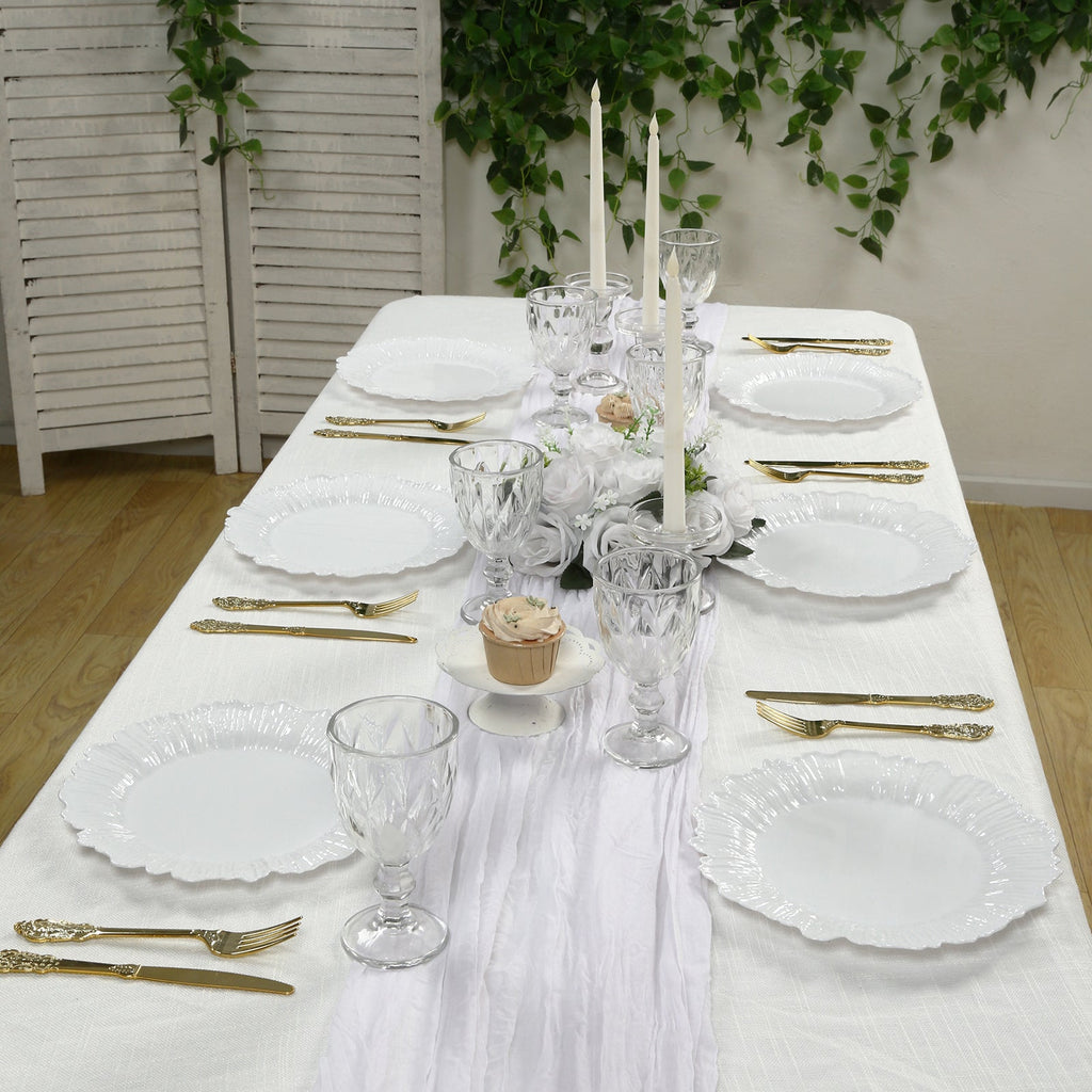 20 - Pack 10" Plastic Dinner Plates â€“ White Reef Design Party Plates â€“ Elegant Disposable Tableware - Bell Racket Store