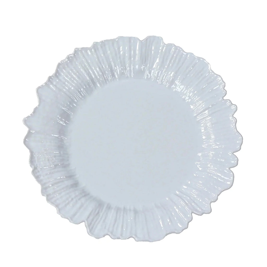 20 - Pack 10" Plastic Dinner Plates â€“ White Reef Design Party Plates â€“ Elegant Disposable Tableware - Bell Racket Store