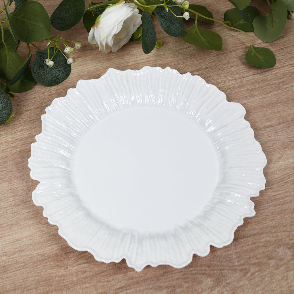 20 - Pack 10" Plastic Dinner Plates â€“ White Reef Design Party Plates â€“ Elegant Disposable Tableware - Bell Racket Store