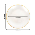 20 - Pack 10" Plastic Dinner Plates, Round Transparent Pearl White Swirl with Gold Rim â€“ Crystal - Like Elegant Party Plates - Bell Racket Store