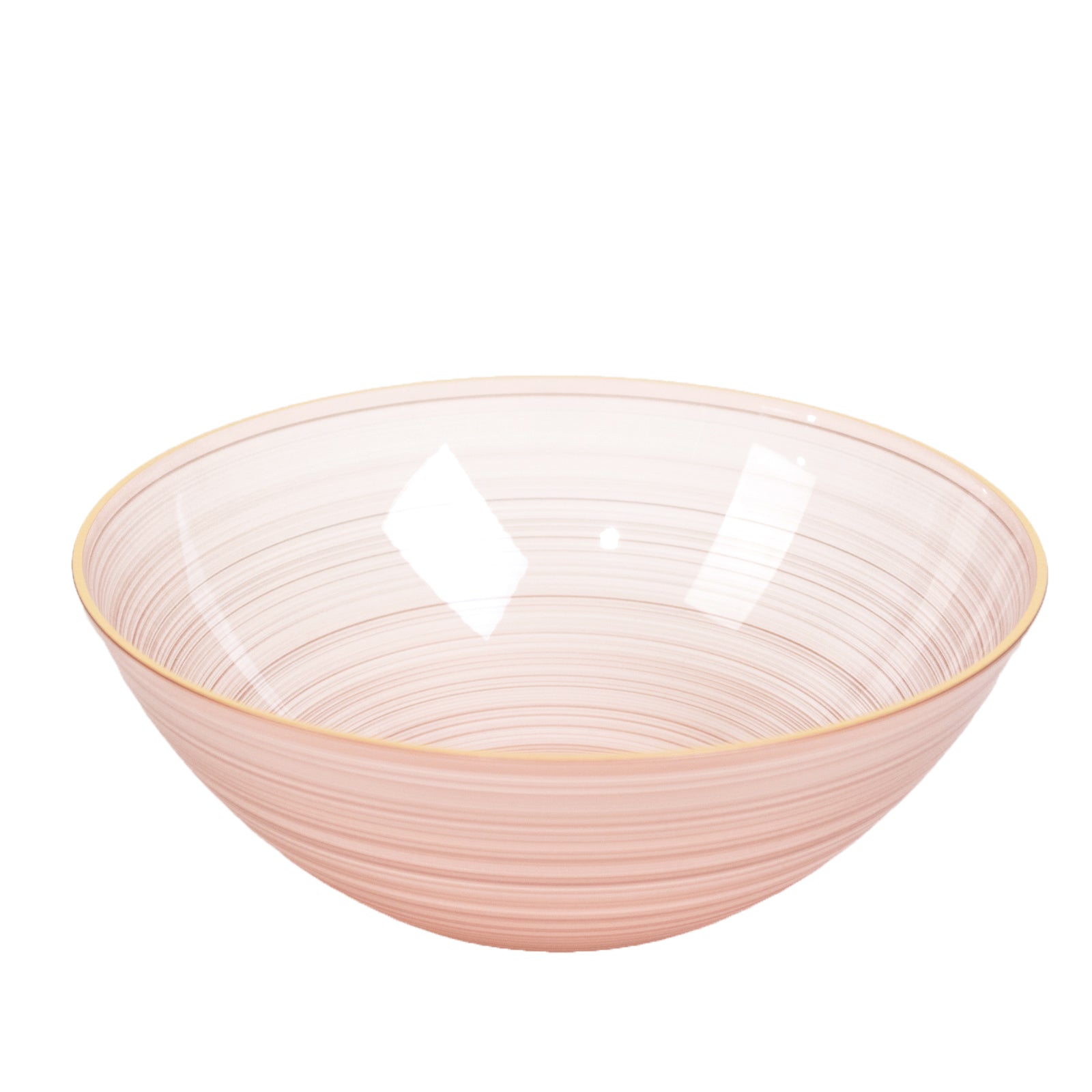 20 - Pack 16oz Plastic Bowls â€“ Transparent Dusty Rose with Gold Rim, Elegant Crystal - Like Swirl Disposable Bowls - Bell Racket Store