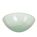 20 - Pack 16oz Plastic Bowls â€“ Transparent Dusty Sage Green with Gold Rim, Elegant Crystal - Like Swirl Disposable Bowls - Bell Racket Store