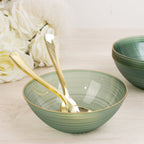 20 - Pack 16oz Plastic Bowls â€“ Transparent Dusty Sage Green with Gold Rim, Elegant Crystal - Like Swirl Disposable Bowls - Bell Racket Store