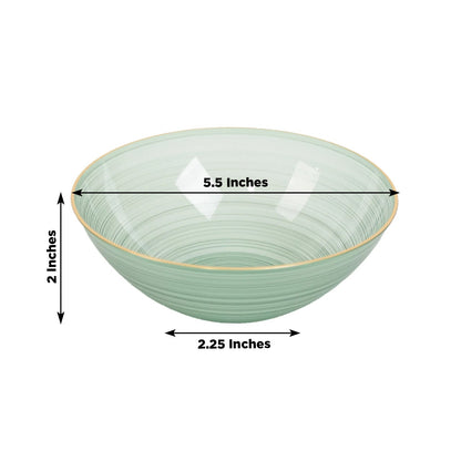 20 - Pack 16oz Plastic Bowls â€“ Transparent Dusty Sage Green with Gold Rim, Elegant Crystal - Like Swirl Disposable Bowls - Bell Racket Store