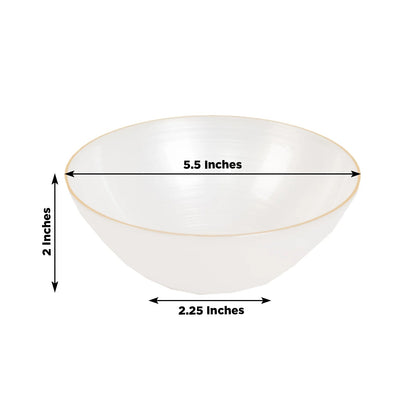 20 - Pack 16oz Plastic Bowls â€“ Transparent Pearl White with Gold Rim, Elegant Crystal - Like Swirl Disposable Bowls - Bell Racket Store