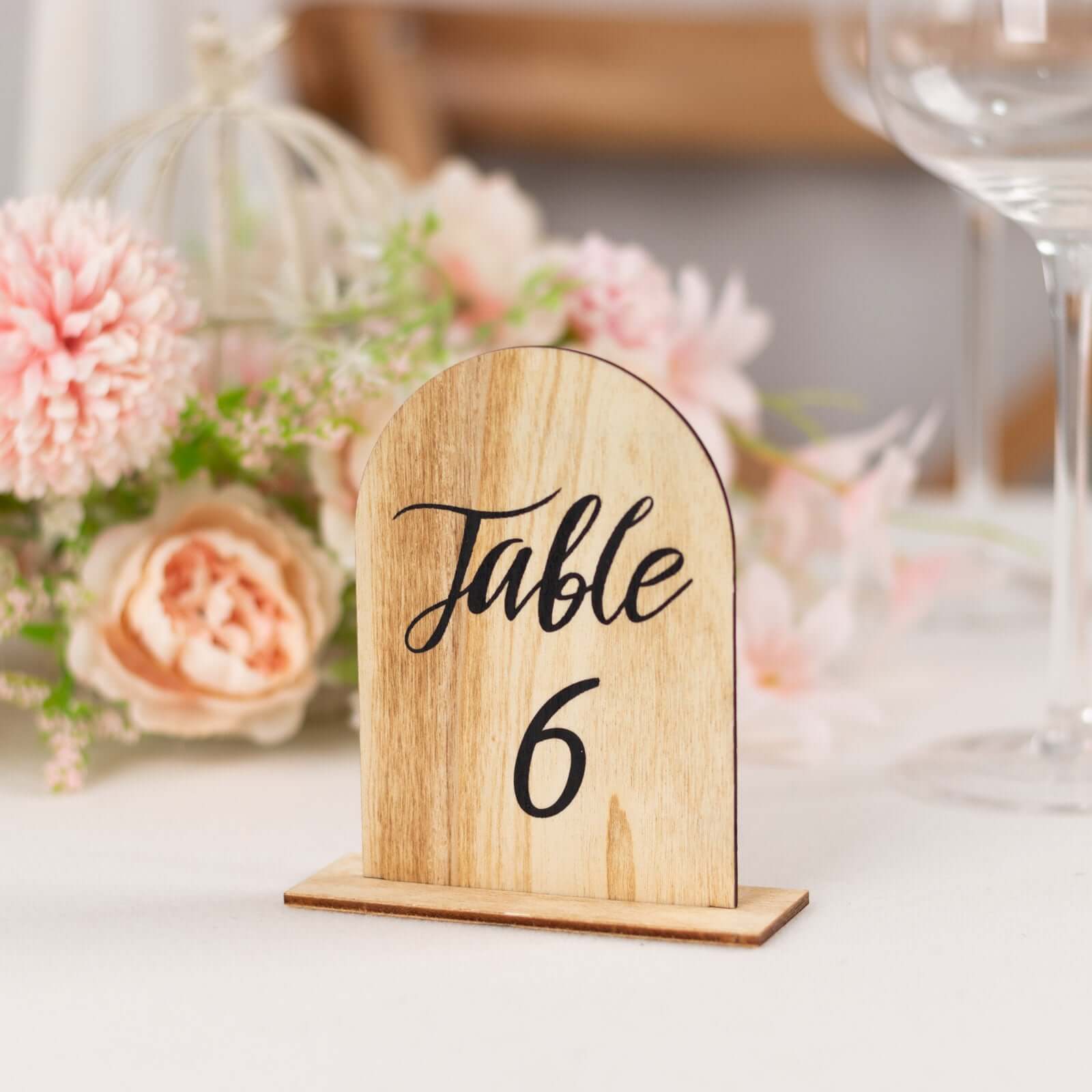 20 - Pack 4.5" Wooden Arch Table Numbers, 1 - 20 Natural Rustic Table Number Placecard - Perfect for Wedding and Event Tables - Bell Racket Store