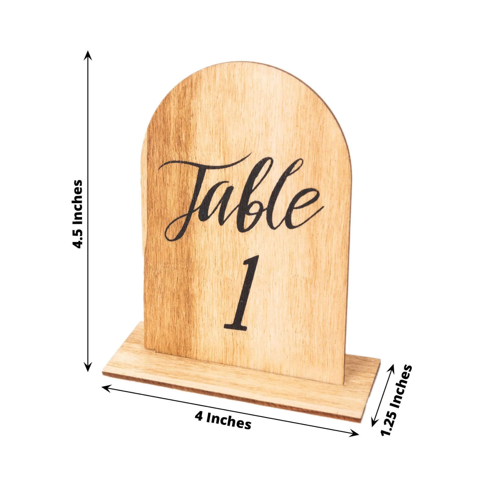 20 - Pack 4.5" Wooden Arch Table Numbers, 1 - 20 Natural Rustic Table Number Placecard - Perfect for Wedding and Event Tables - Bell Racket Store