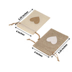 20 Pack 4"x5" Natural Ivory Heart Design Jute Burlap Gift Bags With Drawstring, Rustic Wedding Party Favor Bags - Bell Racket Store