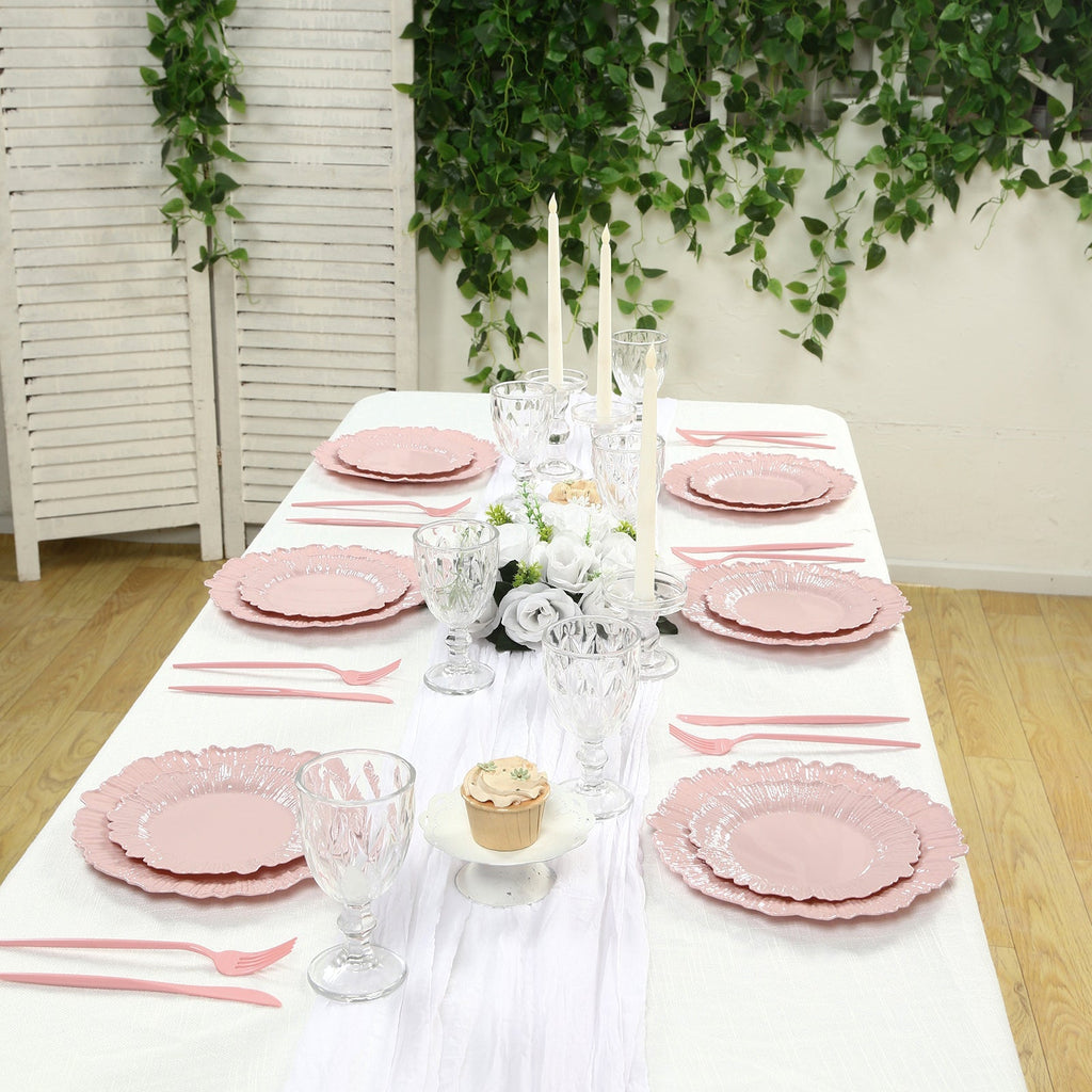 20 - Pack 7" Plastic Dessert Plates â€“ Blush Reef Design Appetizer Salad Party Plates â€“ Elegant Disposable Tableware - Bell Racket Store