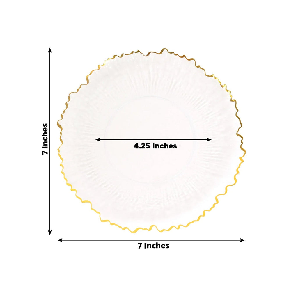 20 Pack 7" Plastic Dessert Plates â€“ Clear Reef Design with Gold Rim, Appetizer and Salad Party Plates â€“ Elegant Disposable Tableware - Bell Racket Store