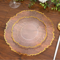 20 Pack 7" Plastic Dessert Plates â€“ Clear Reef Design with Gold Rim, Appetizer and Salad Party Plates â€“ Elegant Disposable Tableware - Bell Racket Store