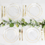 20 Pack 7" Plastic Dessert Plates â€“ Clear Reef Design with Gold Rim, Appetizer and Salad Party Plates â€“ Elegant Disposable Tableware - Bell Racket Store