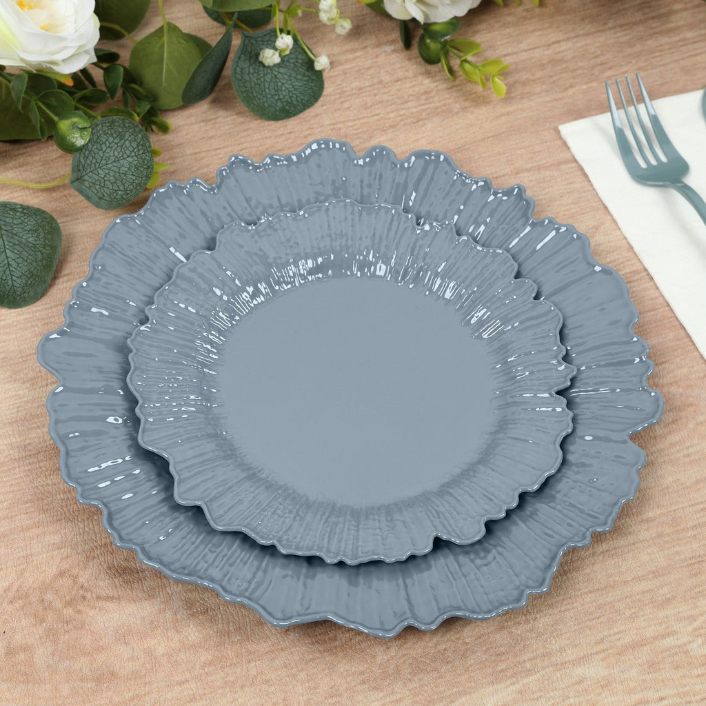 20 - Pack 7" Plastic Dessert Plates â€“ Dusty Blue Reef Design Appetizer Salad Party Plates â€“ Elegant Disposable Tableware - Bell Racket Store