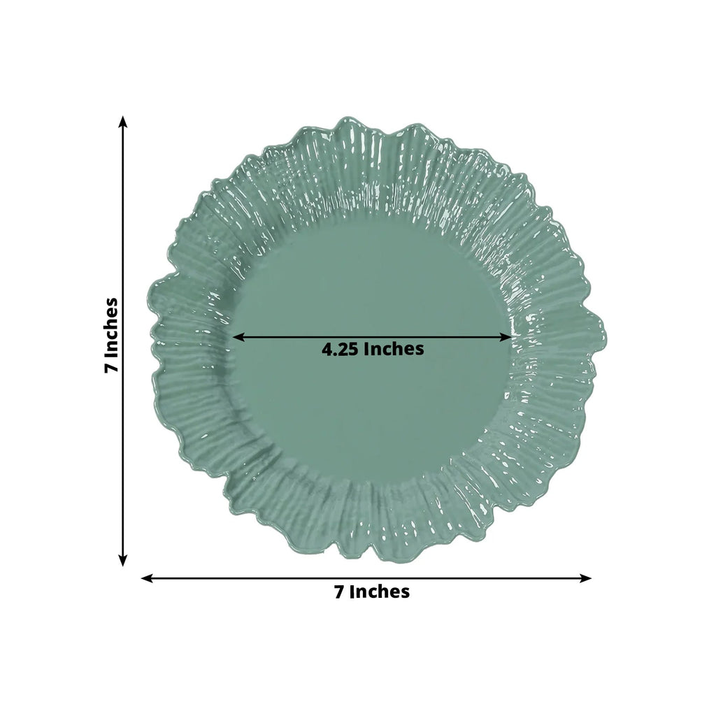 20 - Pack 7" Plastic Dessert Plates â€“ Dusty Sage Green Reef Design Appetizer Salad Party Plates â€“ Elegant Disposable Tableware - Bell Racket Store