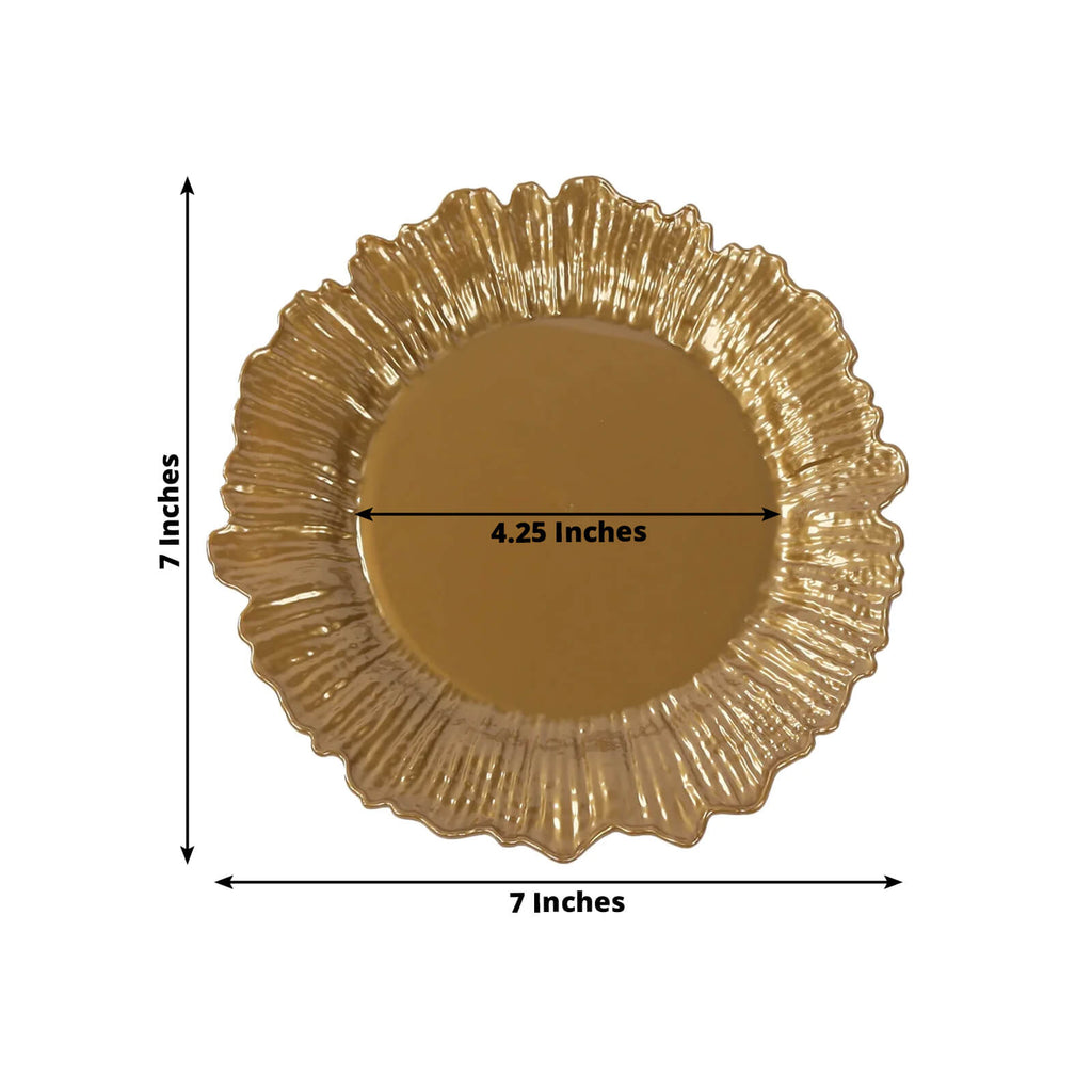 20 - Pack 7" Plastic Dessert Plates â€“ Gold Reef Design Appetizer Salad Party Plates â€“ Elegant Disposable Tableware - Bell Racket Store