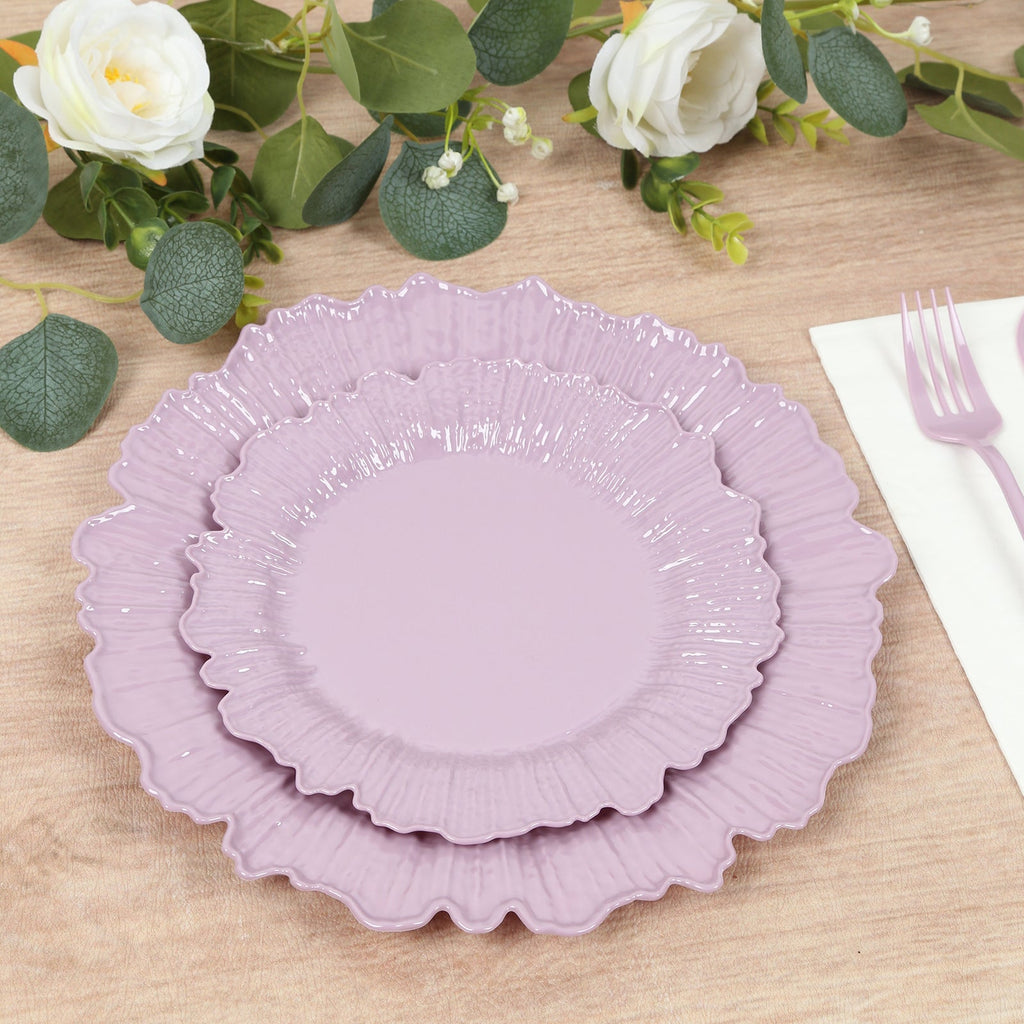 20 - Pack 7" Plastic Dessert Plates â€“ Lavender Lilac Reef Design Appetizer Salad Party Plates â€“ Elegant Disposable Tableware - Bell Racket Store