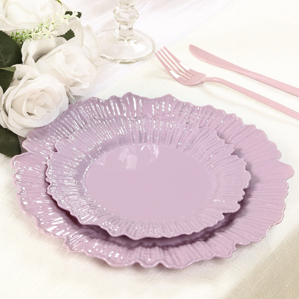 20 - Pack 7" Plastic Dessert Plates â€“ Lavender Lilac Reef Design Appetizer Salad Party Plates â€“ Elegant Disposable Tableware - Bell Racket Store