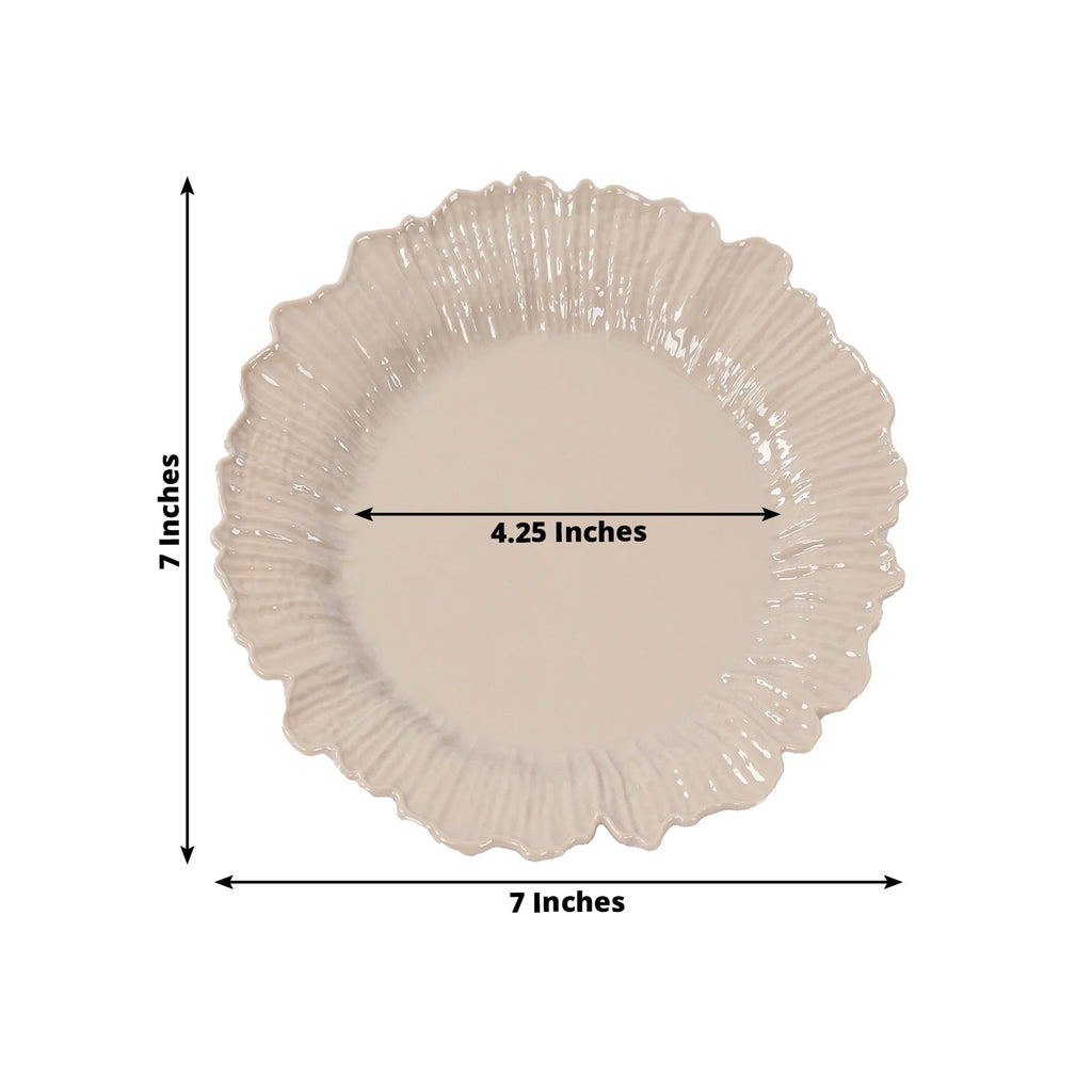 20 - Pack 7" Plastic Dessert Plates â€“ Taupe Reef Design Appetizer Salad Party Plates â€“ Elegant Disposable Tableware - Bell Racket Store