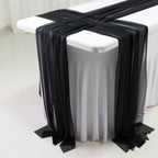 20 - Pack 9ft Sheer Table Runners â€“ Black Shimmer Sheer Drapes, Wrinkle - Free - Bell Racket Store