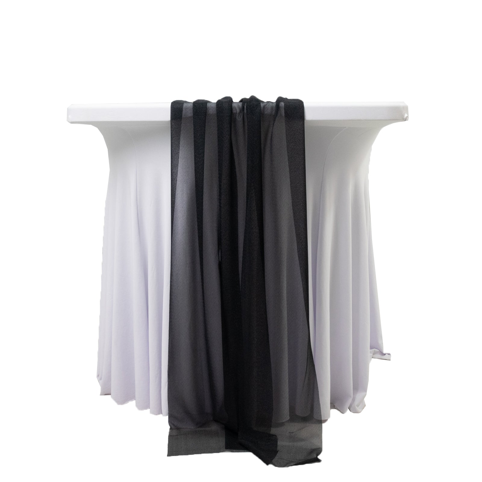 20 - Pack 9ft Sheer Table Runners â€“ Black Shimmer Sheer Drapes, Wrinkle - Free - Bell Racket Store