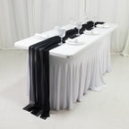 20 - Pack 9ft Sheer Table Runners â€“ Black Shimmer Sheer Drapes, Wrinkle - Free - Bell Racket Store