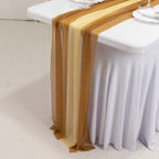 20 - Pack 9ft Sheer Table Runners â€“ Champagne/Gold Shimmer Sheer Drapes, Wrinkle - Free - Bell Racket Store