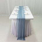 20 - Pack 9ft Sheer Table Runners â€“ Dusty Blue Shimmer Sheer Drapes, Wrinkle - Free - Bell Racket Store