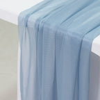 20 - Pack 9ft Sheer Table Runners â€“ Dusty Blue Shimmer Sheer Drapes, Wrinkle - Free - Bell Racket Store