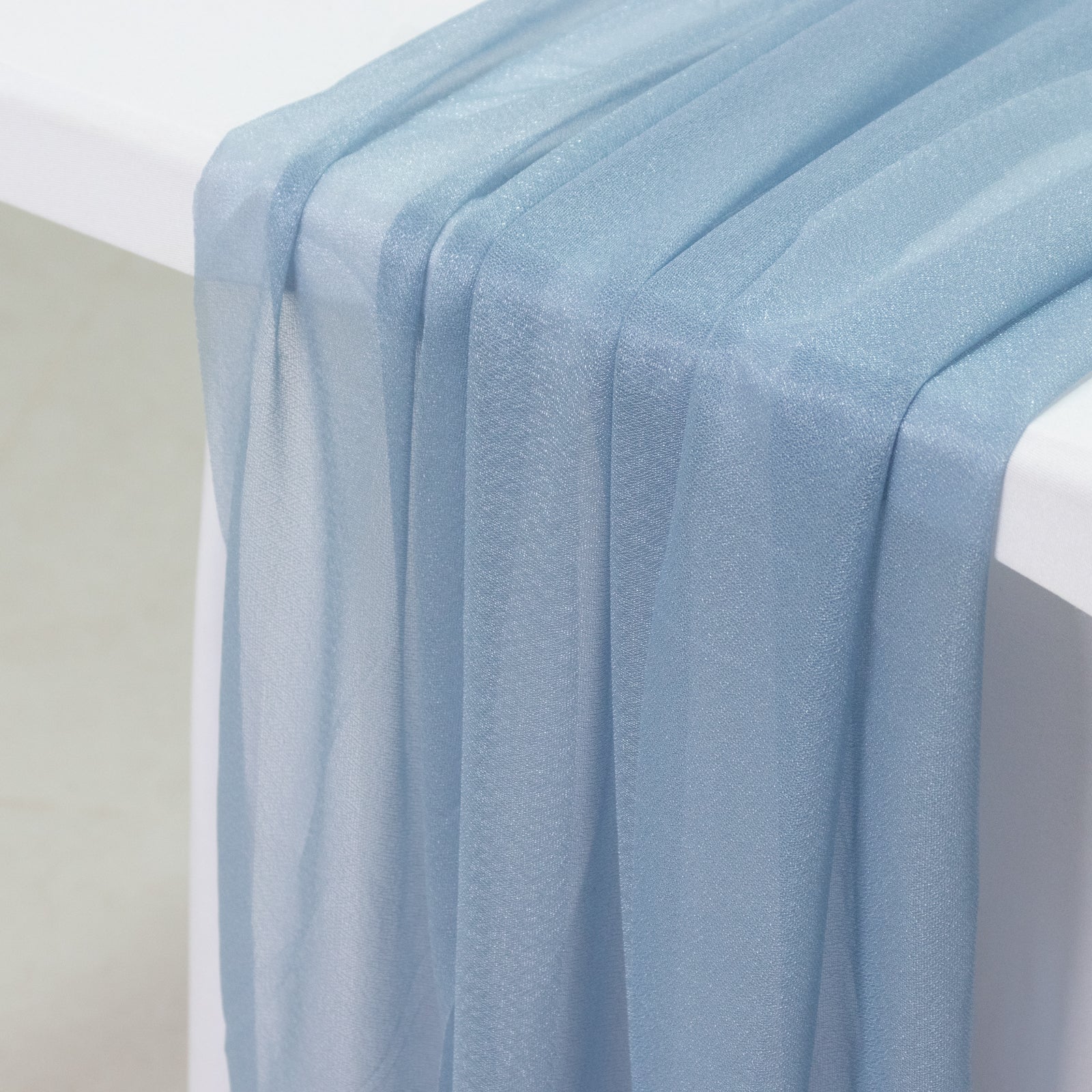 20 - Pack 9ft Sheer Table Runners â€“ Dusty Blue Shimmer Sheer Drapes, Wrinkle - Free - Bell Racket Store