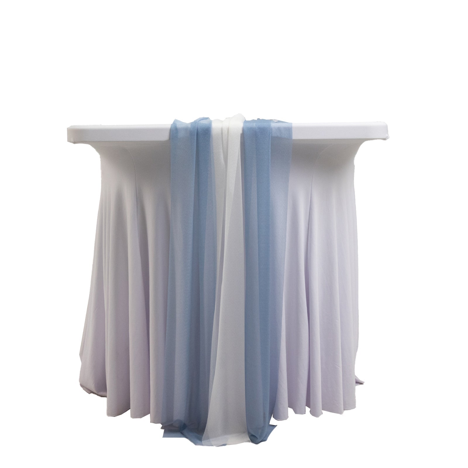 20 - Pack 9ft Sheer Table Runners â€“ Dusty Blue/Ivory Shimmer Sheer Drapes, Wrinkle - Free - Bell Racket Store