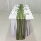20 - Pack 9ft Sheer Table Runners â€“ Dusty Sage Green Shimmer Sheer Drapes, Wrinkle - Free - Bell Racket Store