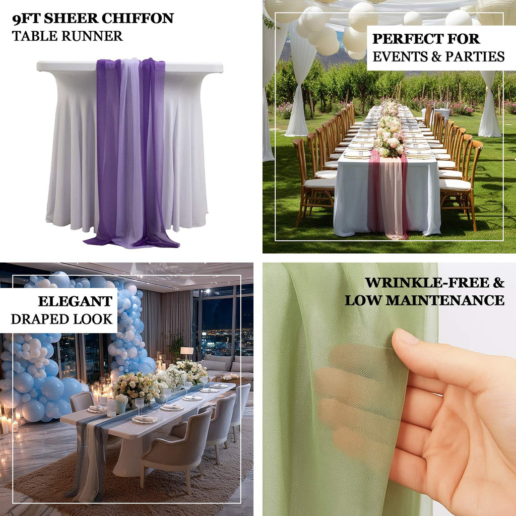 20 - Pack 9ft Sheer Table Runners â€“ Dusty Sage Green/Beige Shimmer Sheer Drapes, Wrinkle - Free - Bell Racket Store