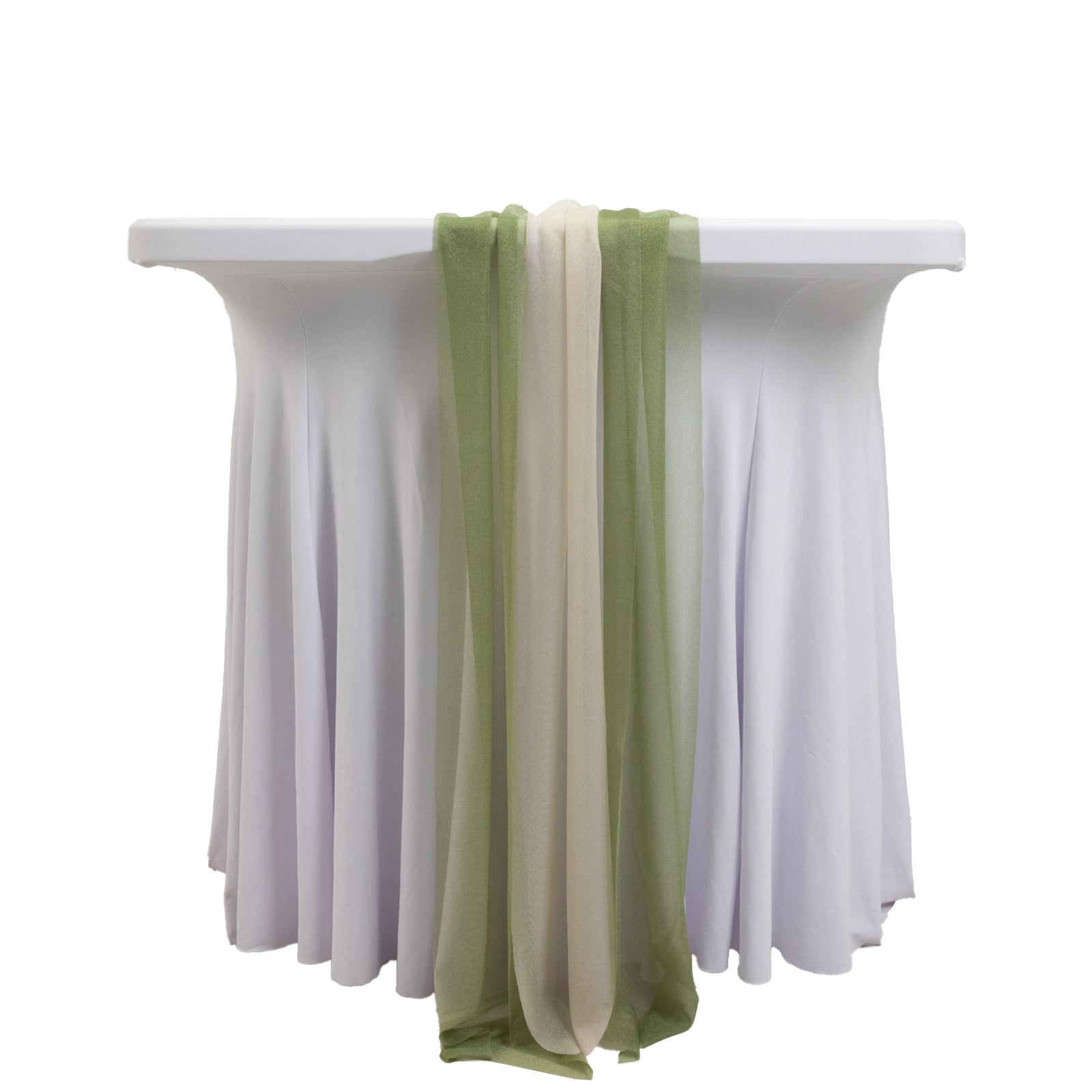 20 - Pack 9ft Sheer Table Runners â€“ Dusty Sage Green/Beige Shimmer Sheer Drapes, Wrinkle - Free - Bell Racket Store