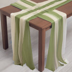 20 - Pack 9ft Sheer Table Runners â€“ Dusty Sage Green/Beige Shimmer Sheer Drapes, Wrinkle - Free - Bell Racket Store