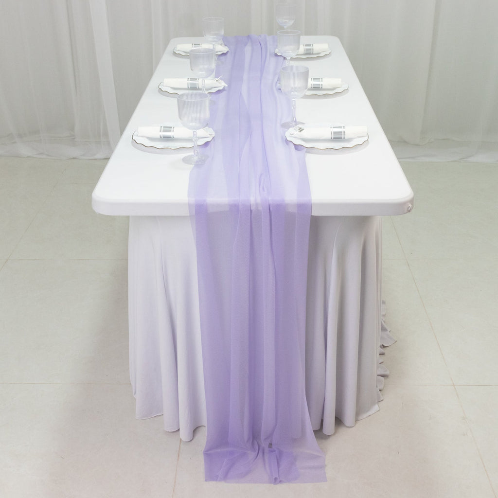 20 - Pack 9ft Sheer Table Runners â€“ Lavender Lilac Shimmer Sheer Drapes, Wrinkle - Free - Bell Racket Store