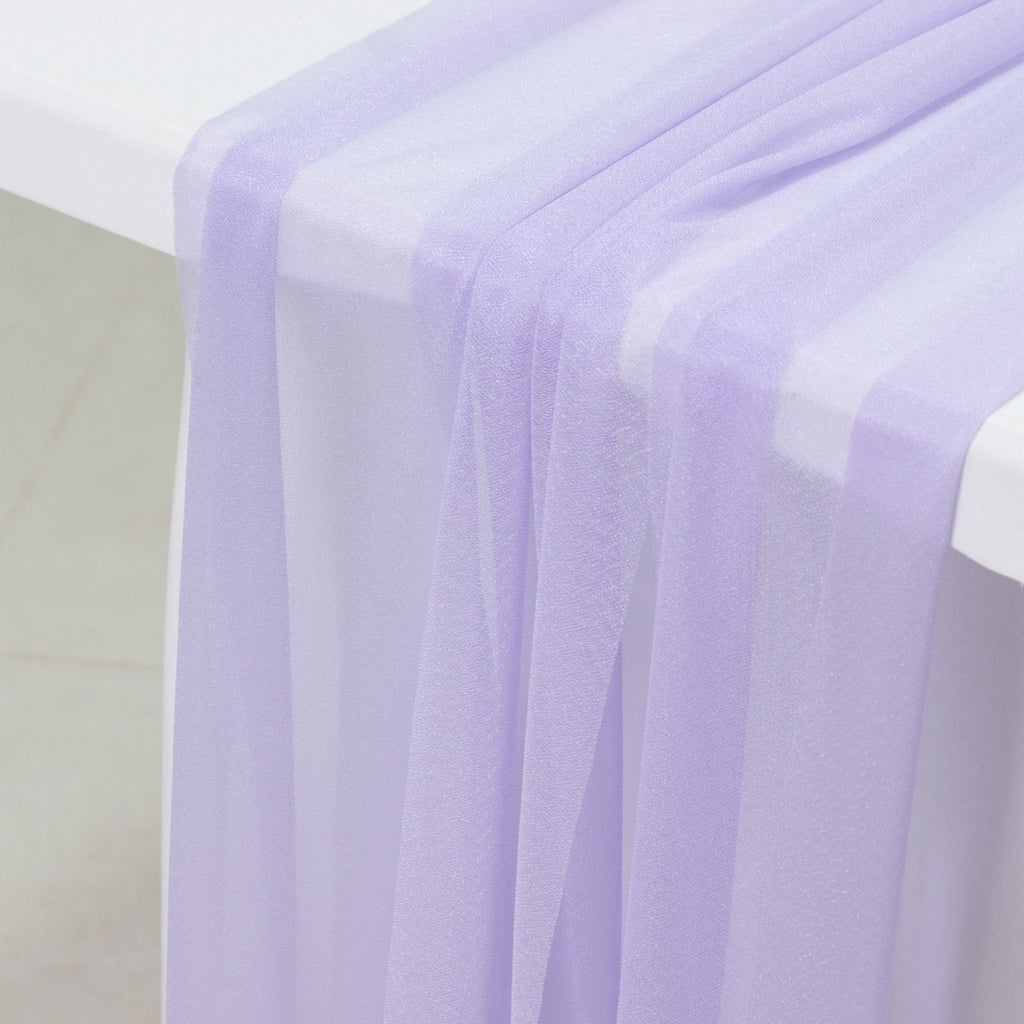 20 - Pack 9ft Sheer Table Runners â€“ Lavender Lilac Shimmer Sheer Drapes, Wrinkle - Free - Bell Racket Store