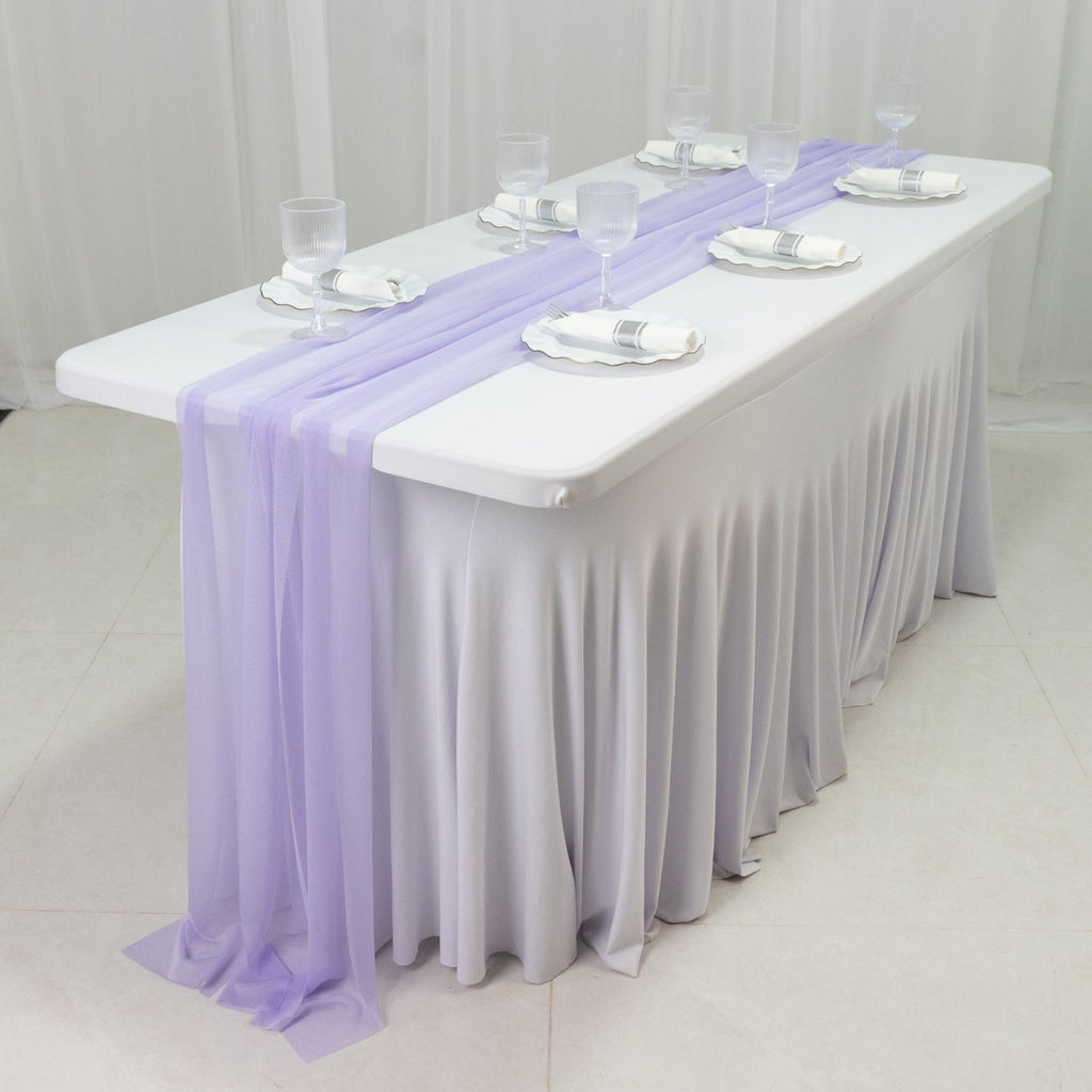 20 - Pack 9ft Sheer Table Runners â€“ Lavender Lilac Shimmer Sheer Drapes, Wrinkle - Free - Bell Racket Store