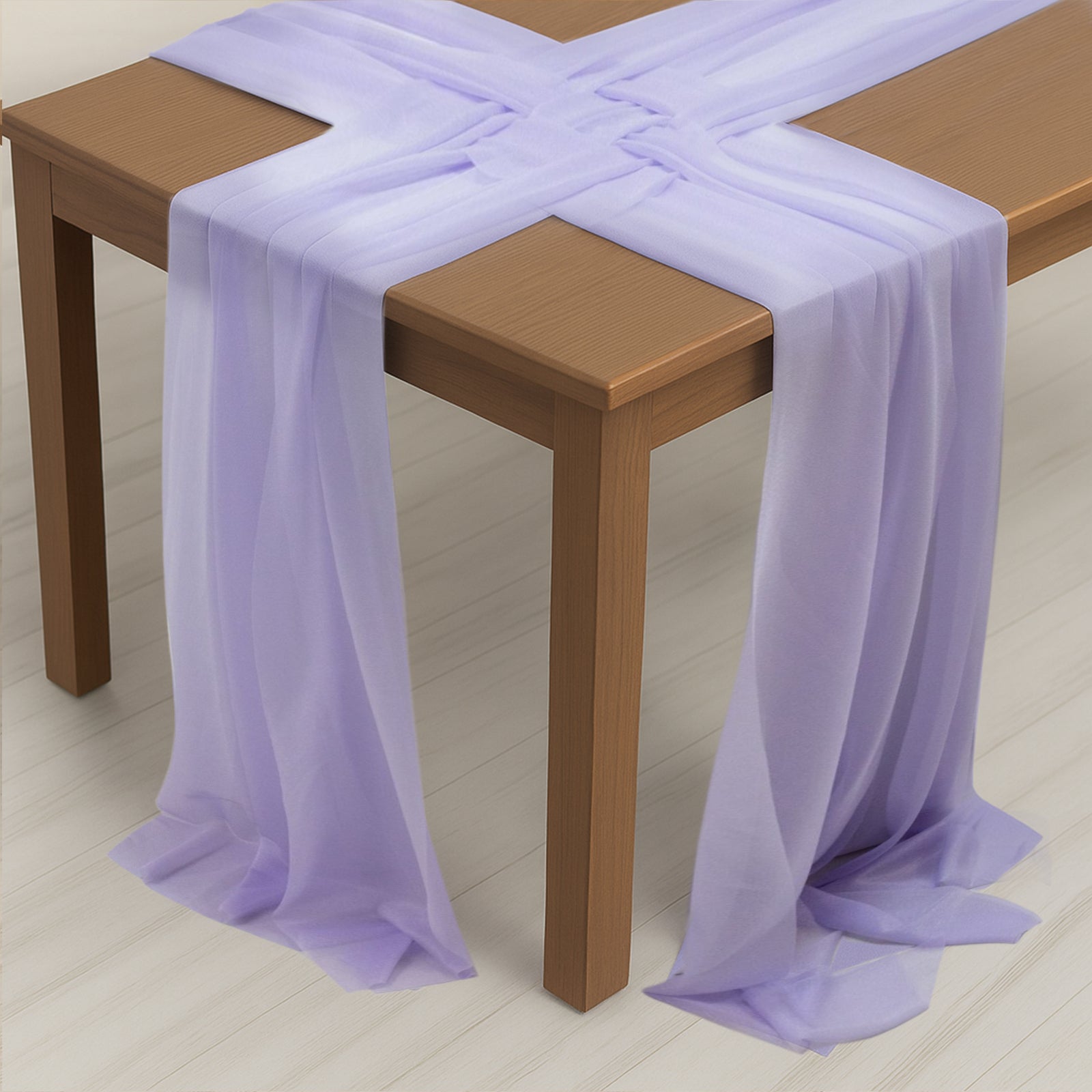 20 - Pack 9ft Sheer Table Runners â€“ Lavender Lilac Shimmer Sheer Drapes, Wrinkle - Free - Bell Racket Store