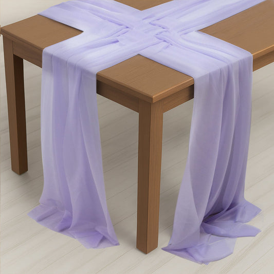 20 - Pack 9ft Sheer Table Runners â€“ Lavender Lilac Shimmer Sheer Drapes, Wrinkle - Free - Bell Racket Store