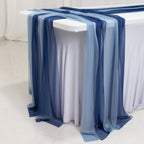 20 - Pack 9ft Sheer Table Runners â€“ Navy Blue/Dusty Blue Shimmer Sheer Drapes, Wrinkle - Free - Bell Racket Store