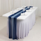 20 - Pack 9ft Sheer Table Runners â€“ Navy Blue/Dusty Blue Shimmer Sheer Drapes, Wrinkle - Free - Bell Racket Store