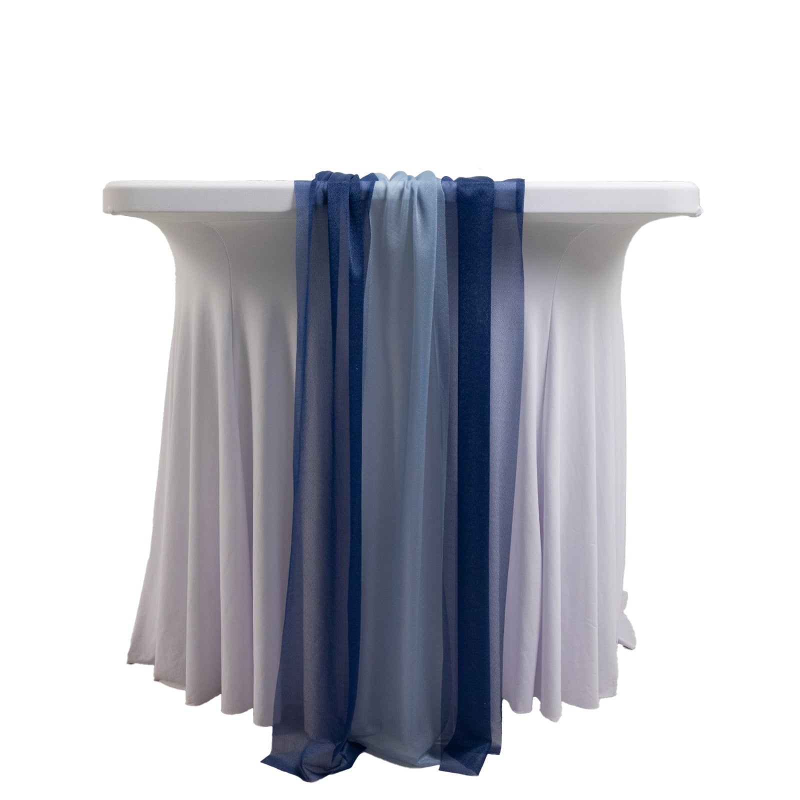 20 - Pack 9ft Sheer Table Runners â€“ Navy Blue/Dusty Blue Shimmer Sheer Drapes, Wrinkle - Free - Bell Racket Store