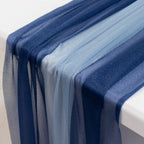 20 - Pack 9ft Sheer Table Runners â€“ Navy Blue/Dusty Blue Shimmer Sheer Drapes, Wrinkle - Free - Bell Racket Store
