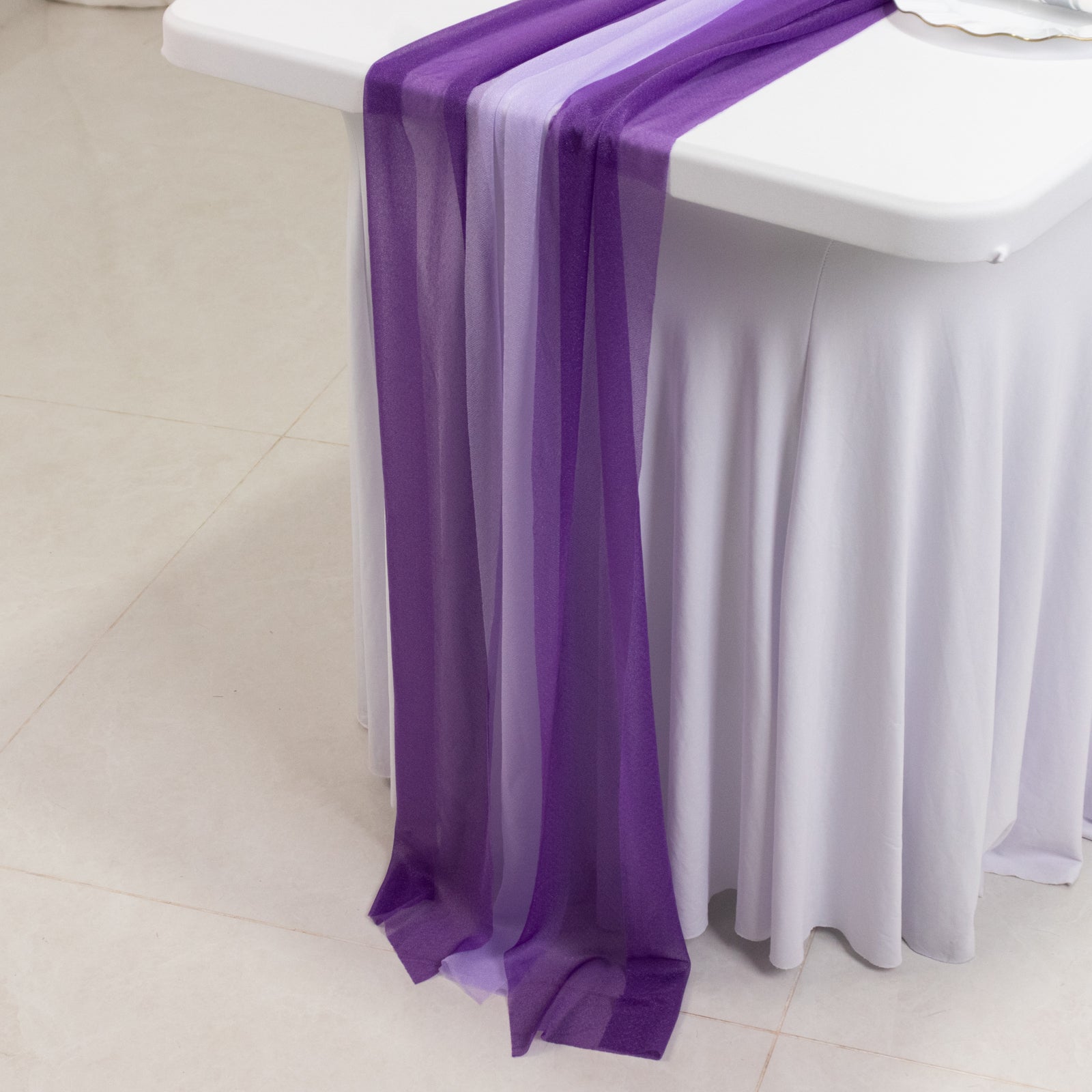 20 - Pack 9ft Sheer Table Runners â€“ Purple/Lavender Lilac Shimmer Sheer Drapes, Wrinkle - Free - Bell Racket Store