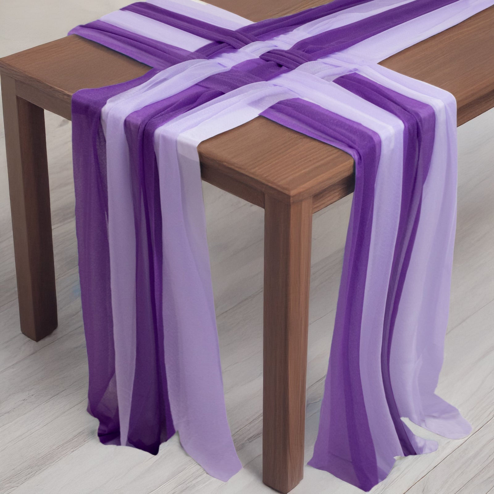 20 - Pack 9ft Sheer Table Runners â€“ Purple/Lavender Lilac Shimmer Sheer Drapes, Wrinkle - Free - Bell Racket Store