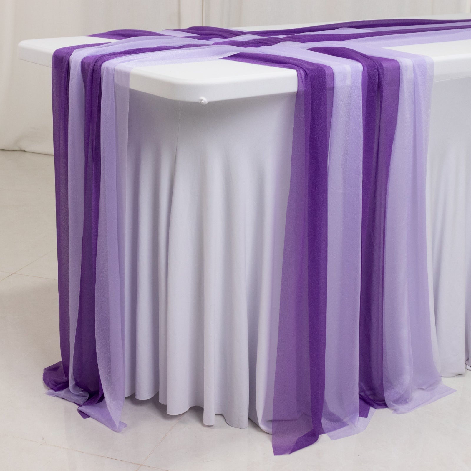 20 - Pack 9ft Sheer Table Runners â€“ Purple/Lavender Lilac Shimmer Sheer Drapes, Wrinkle - Free - Bell Racket Store